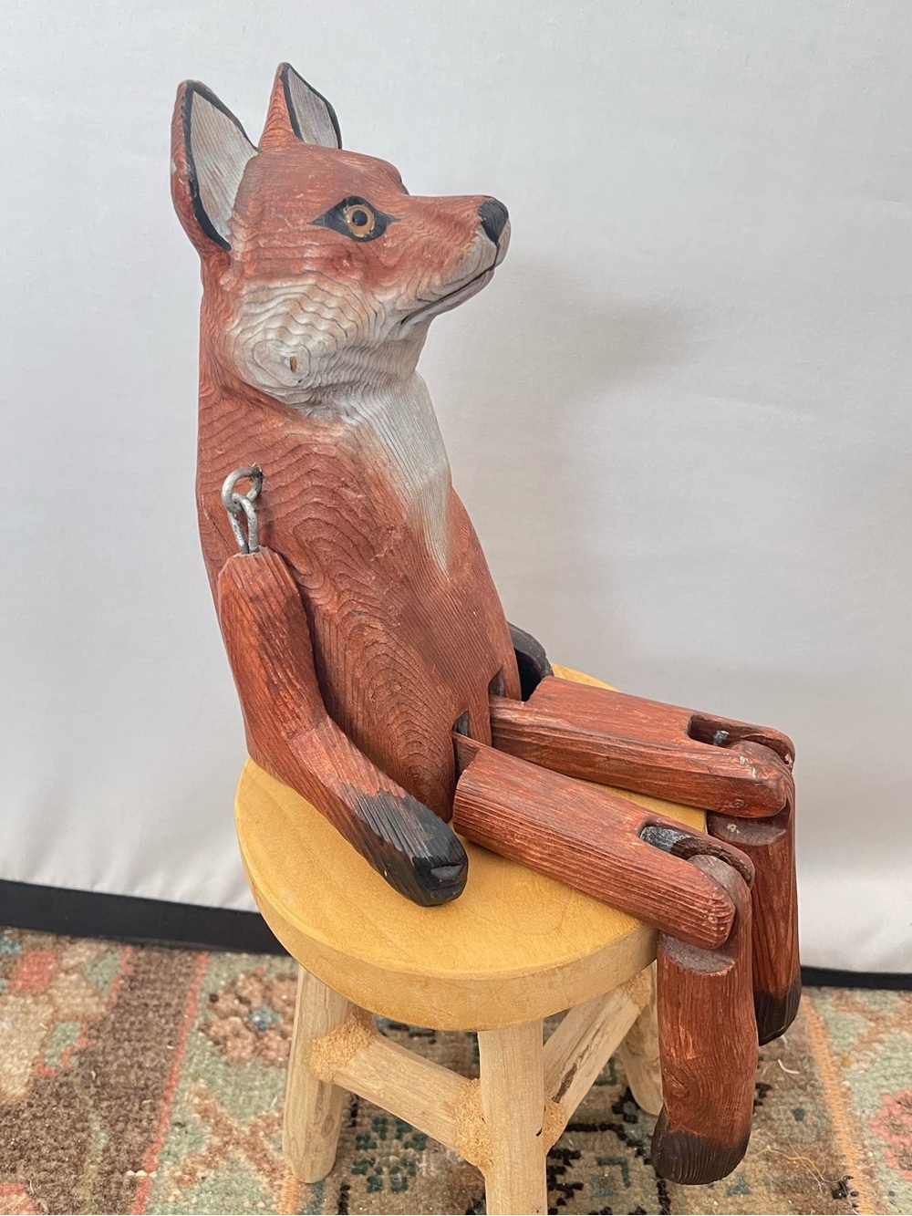 Folk Art Carved Wood Fox Sitter 15” Sitting Figure